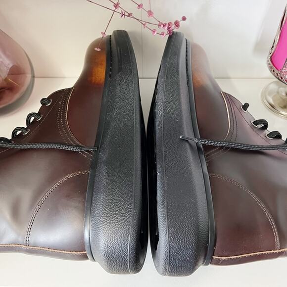 Alexander McQueen Plain Toe Combat Boots Brown Burnt Orange Leather Men Size 9.5 - Picture 7 of 13